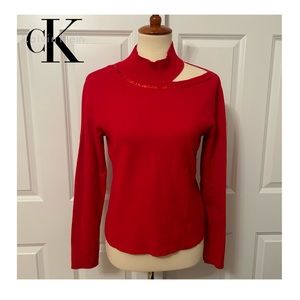 Calvin Klein Red Holiday Cut Out Sweater